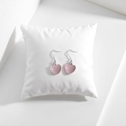 Heart Earrings made of Fused Glass in Soft Pink
